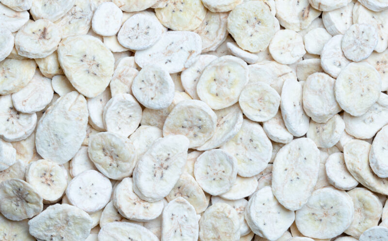 Gefriergetrocknete Bananen closeup